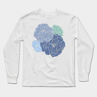 Peonies - Cool Colors Long Sleeve T-Shirt